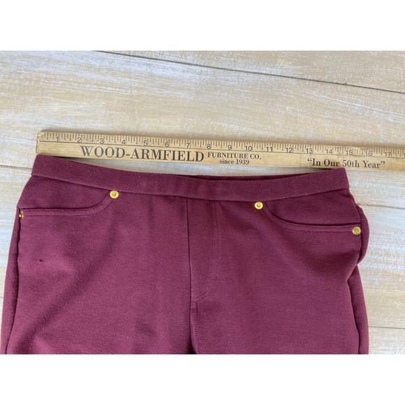 Michael Kors Burgundy Pull On Pants Women's Size M Jegging Stretch Knit Jean - Picture 4 of 12